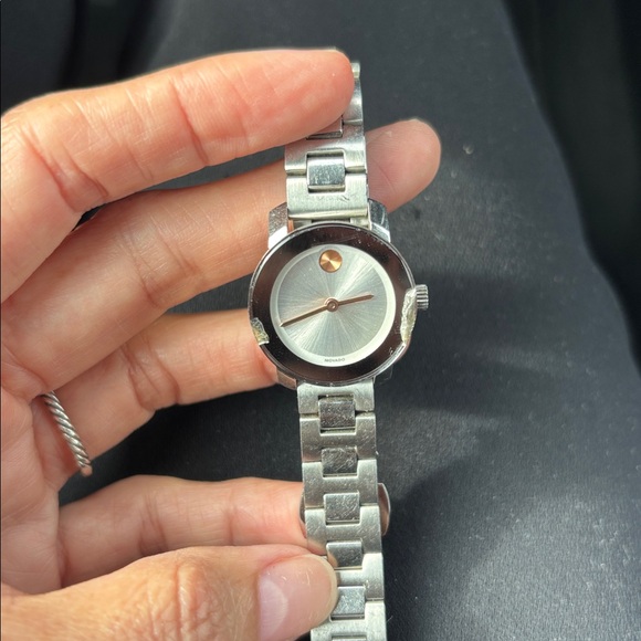 Silver Watch with Black Accents